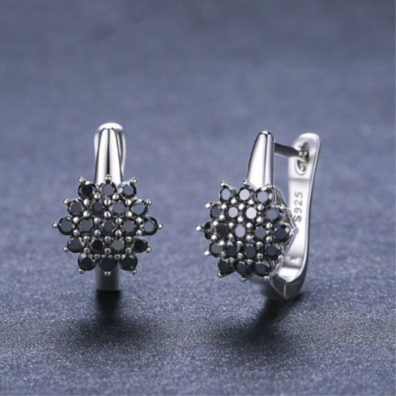 Boucles oreilles zircon fleur vintage style coréen