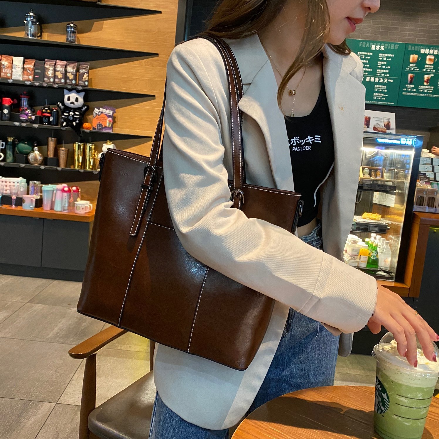 Grand sac messager cuir véritable femme