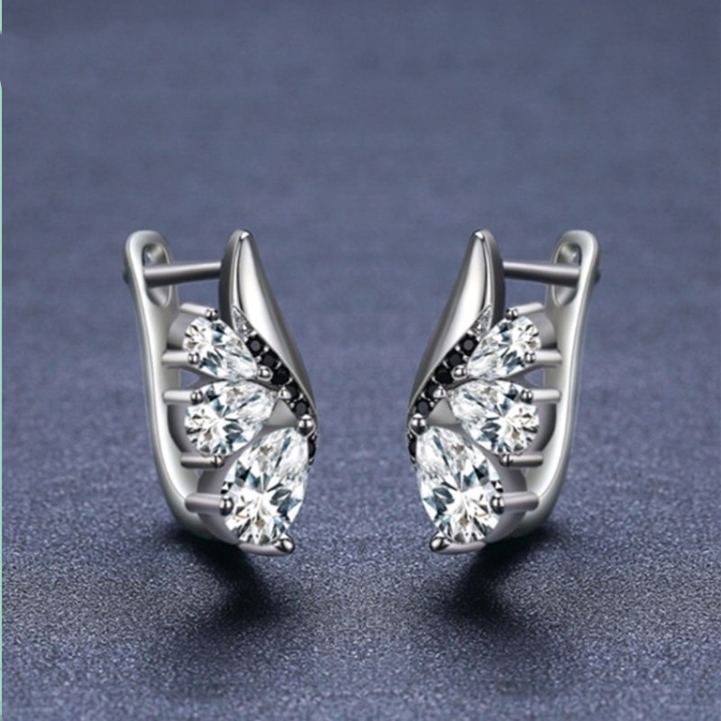 Boucles d'oreilles zircon goutte ailes femme