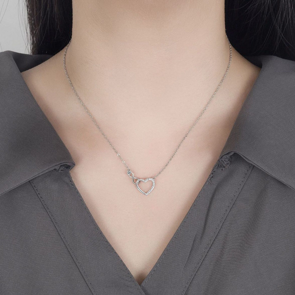 Collier cœur cerceau argent pur