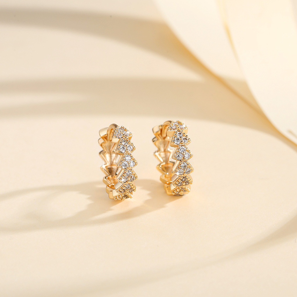 Boucles d'oreilles zircon plaqué cuivre doré