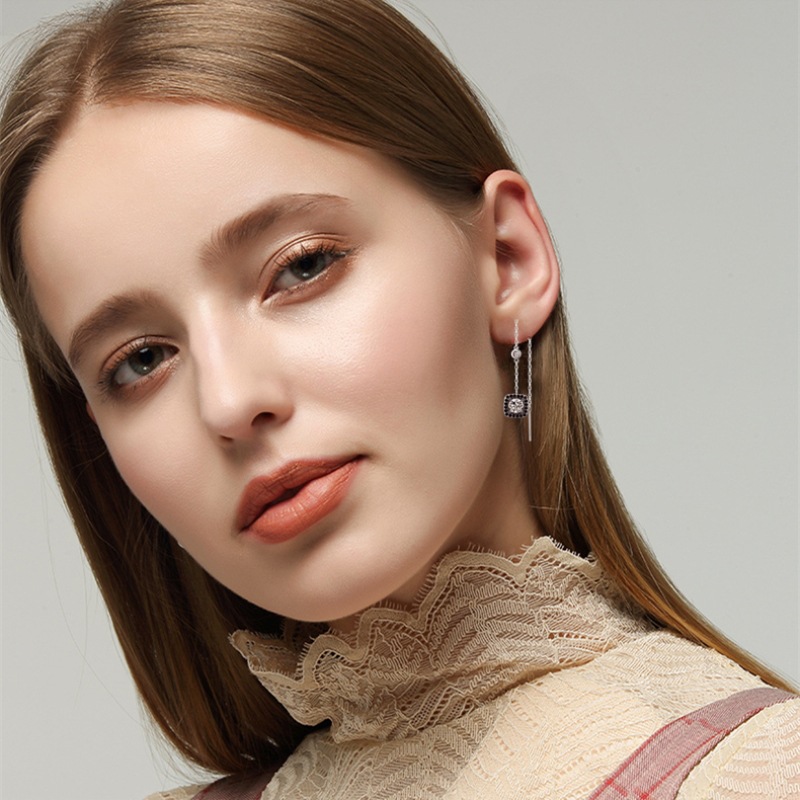Boucles d'oreilles zircon cuivre plaqué or luxe