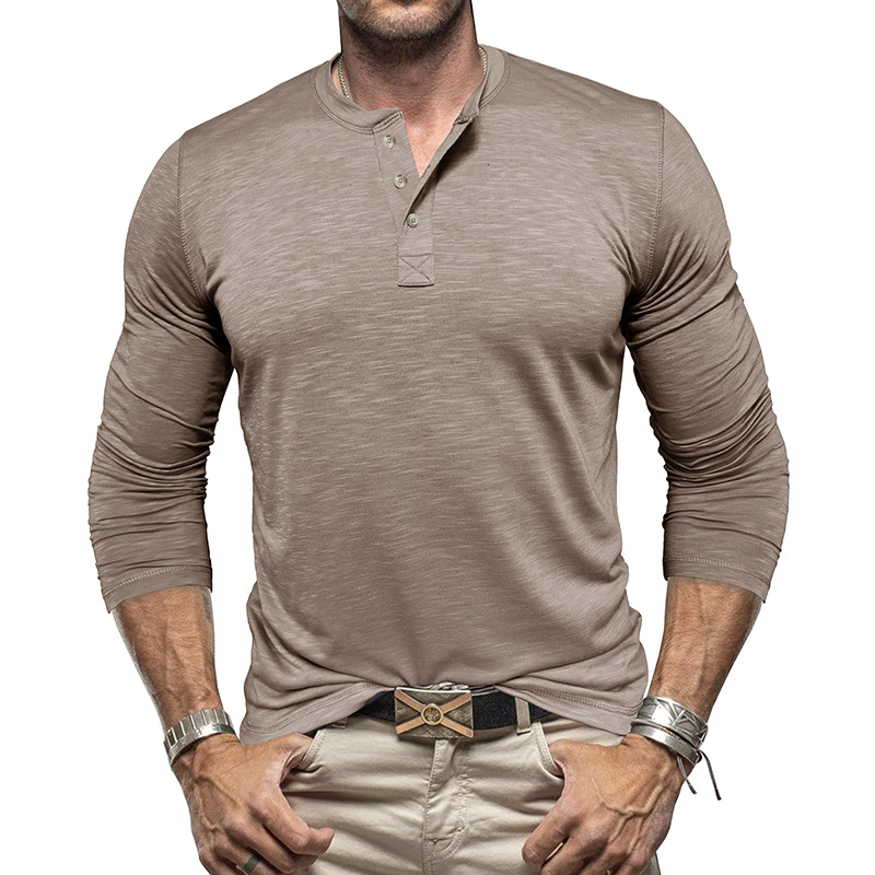 T-shirt col Henry manches longues homme