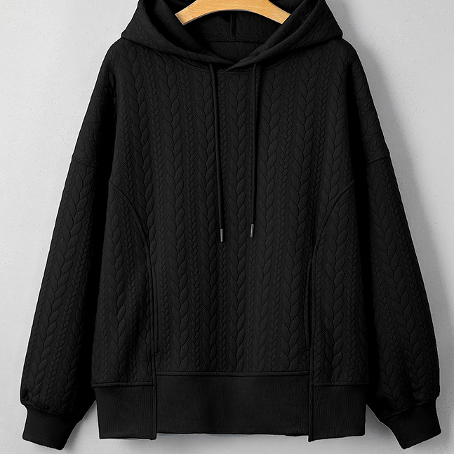 Chandail casual hoodie texturé couleur unie