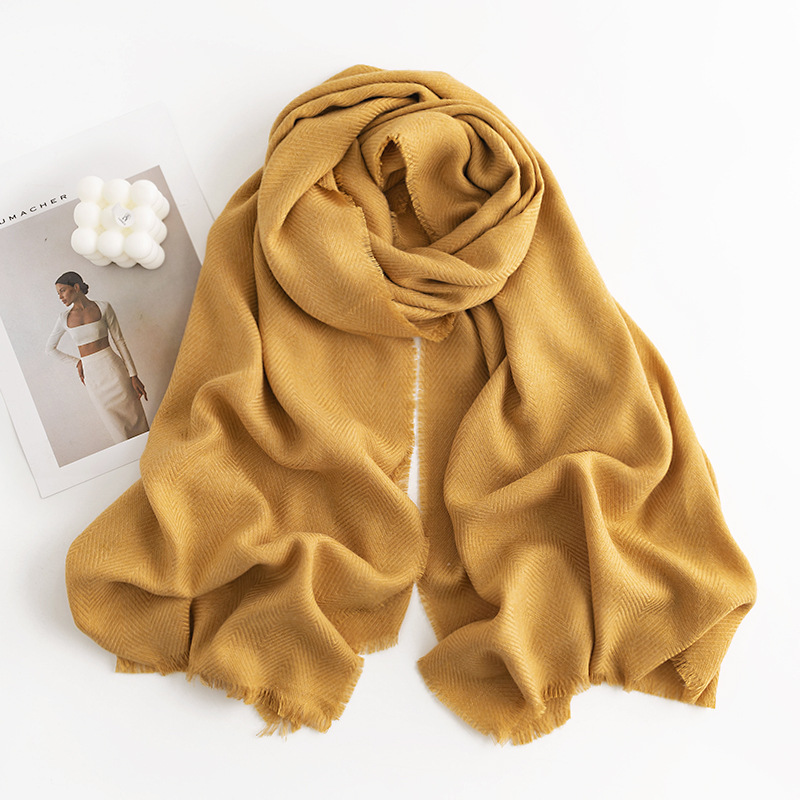 Châle Cachemire Motif Chevron Femme Chaud