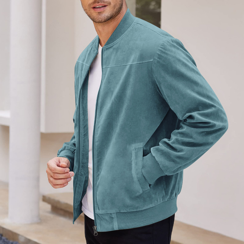 Veste casual rétro daim couleur unie homme
