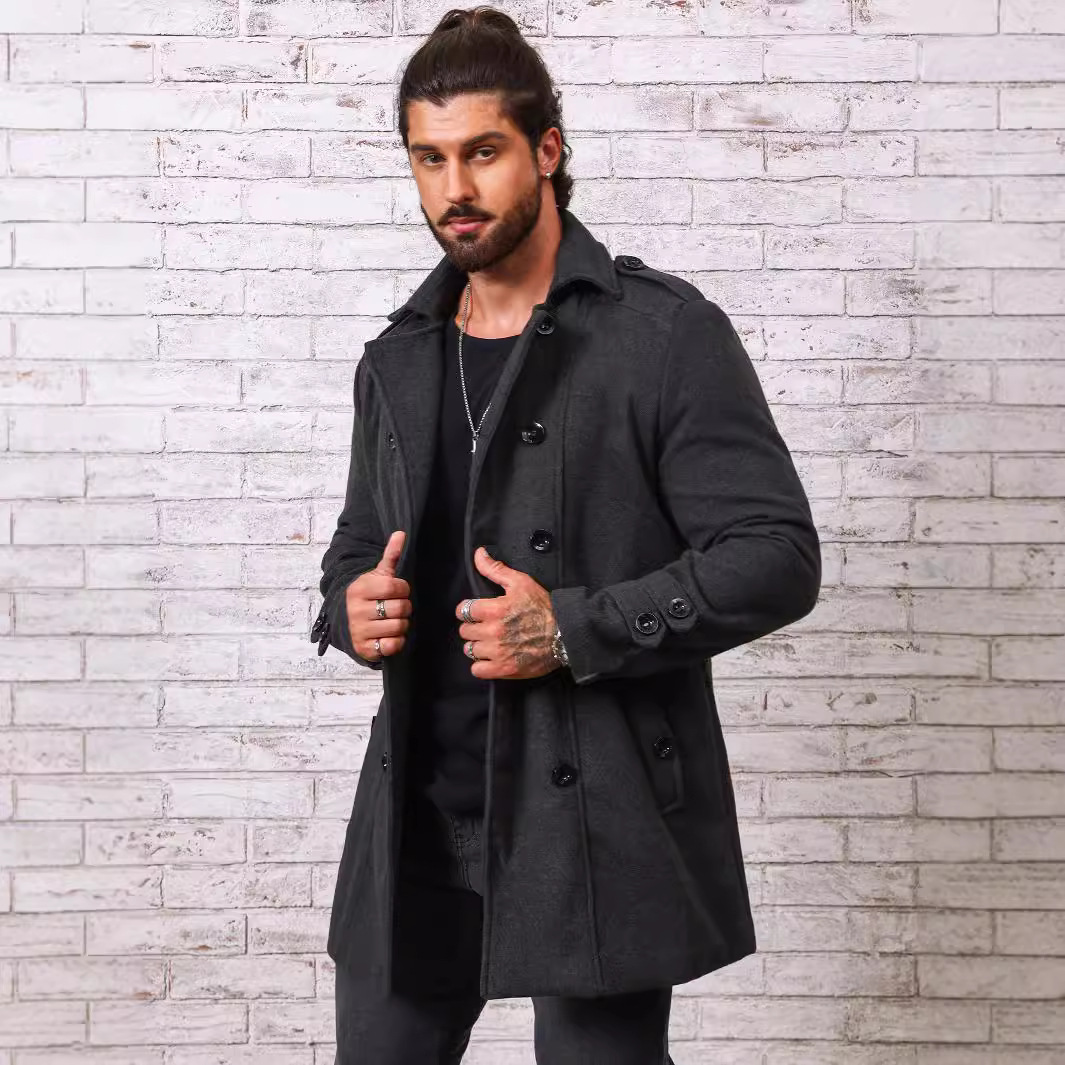 Manteau laine couleur unie automne hiver mode