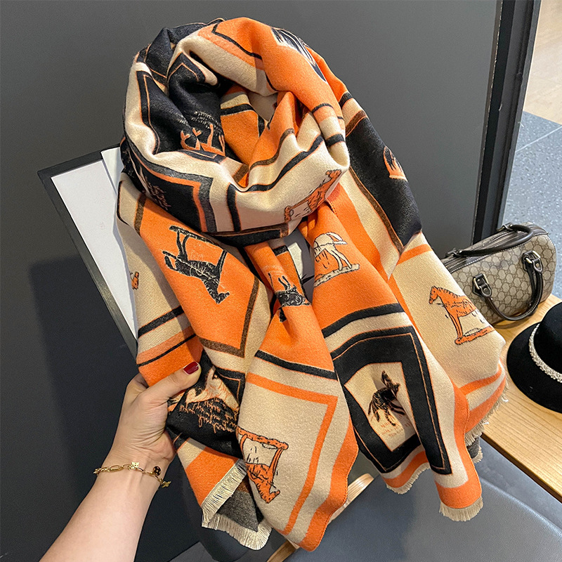 Foulard Carriage Cachemire Imitation Double Usage Châle Climatisation