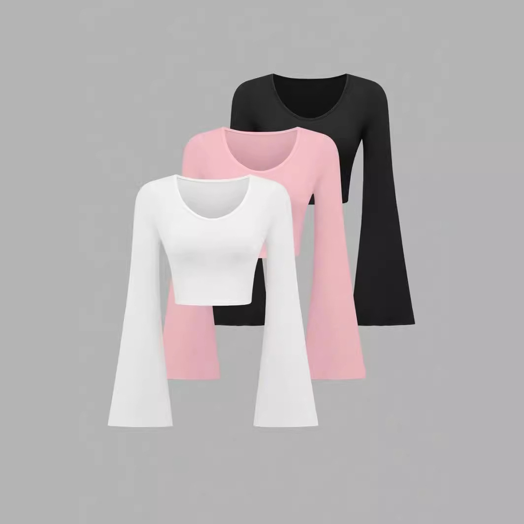 T-shirt ajusté col bateau manches cloche pour femme