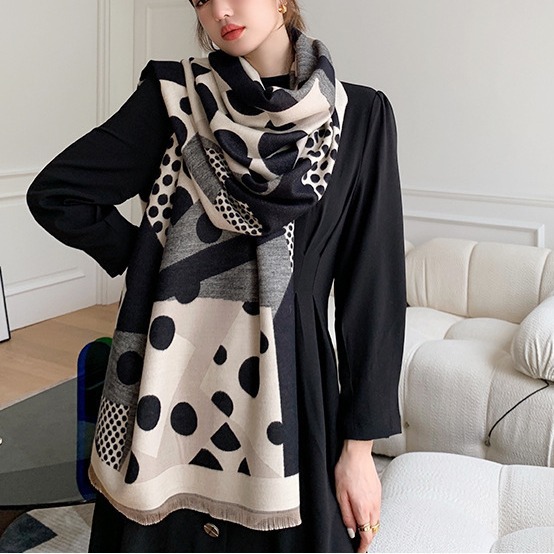 Foulard long châle cashmire artificiel pois casual chaud