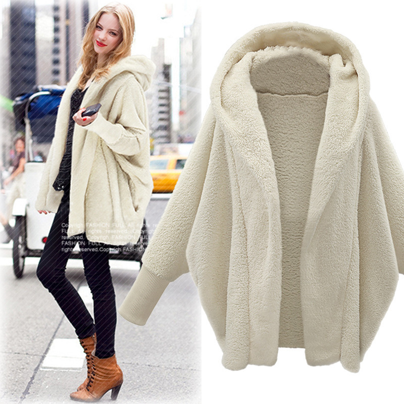 Manteau polaire hooded ample col long