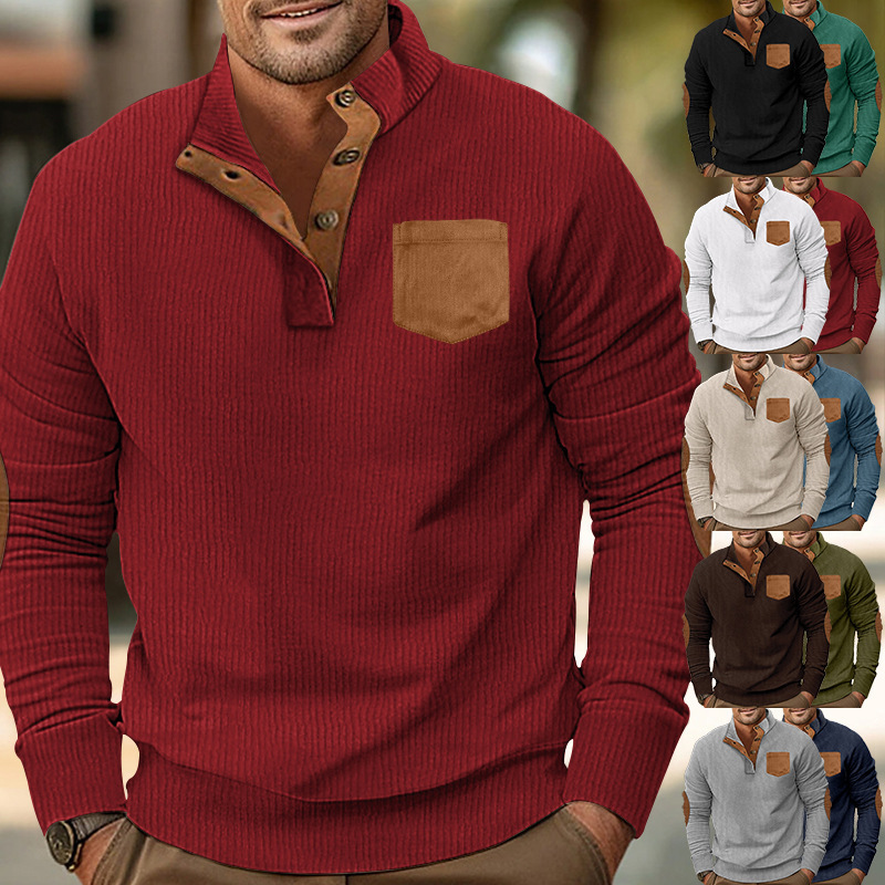 Hoodie velours côtelé col montant poches patchs multicolore femmes