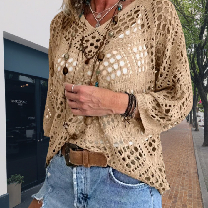 Chandail plage manches longues tricot
