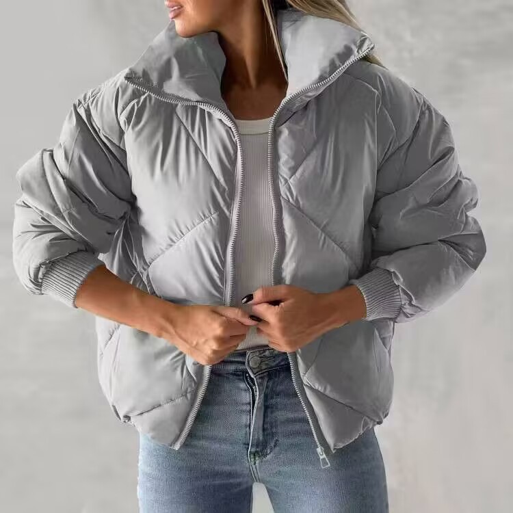 Veste matelassée coton courte zip manches longues hiver