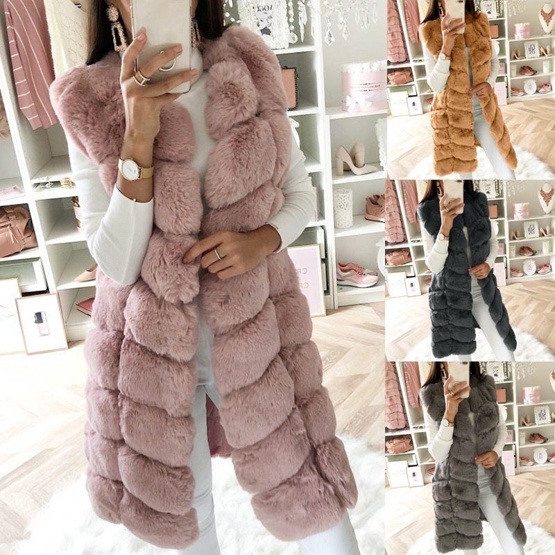 Gilet Long Fourrure Manteau Ouaté Coton