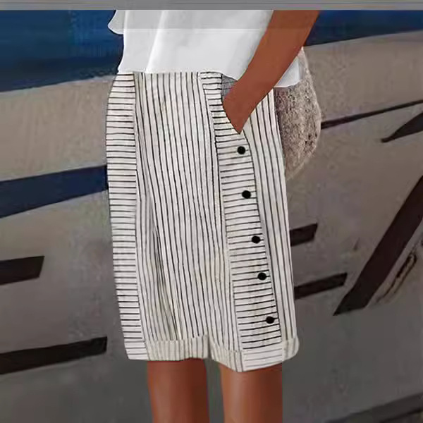 Short cargo rayé confortable pour femme