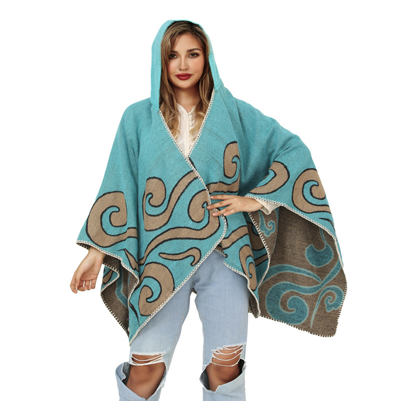 Cape tricotée cloak split extérieur femme