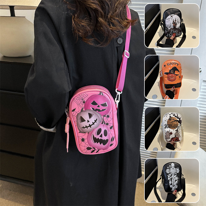 Sac à bandoulière imprimé citrouille Halloween femme