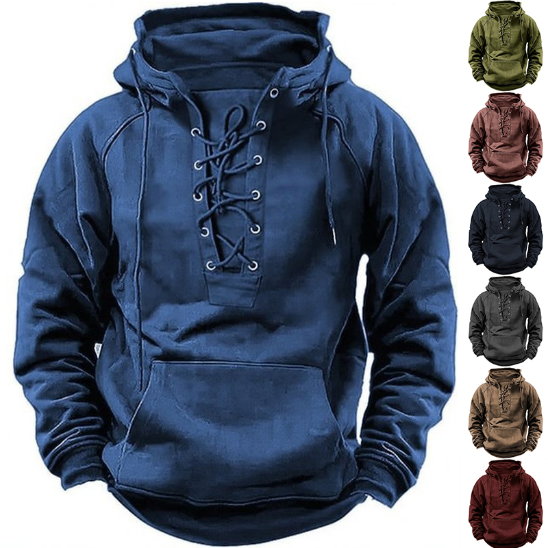 Sweatshirt capuche homme laçage poches casual