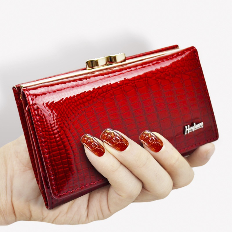 Portefeuille court cuir verni femme