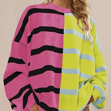 Chandail raies tricot manches longues femmes