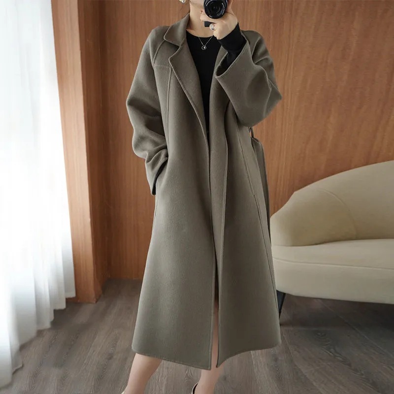 Manteau laine réversible femme long ample grande taille