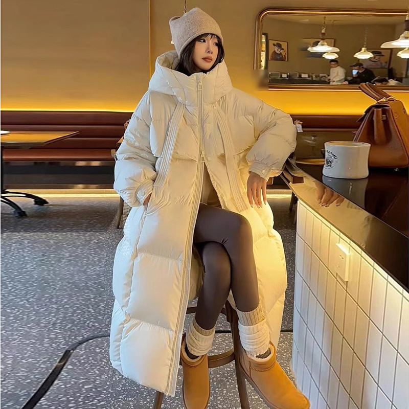 Doudoune longue femme matelassée sous genou