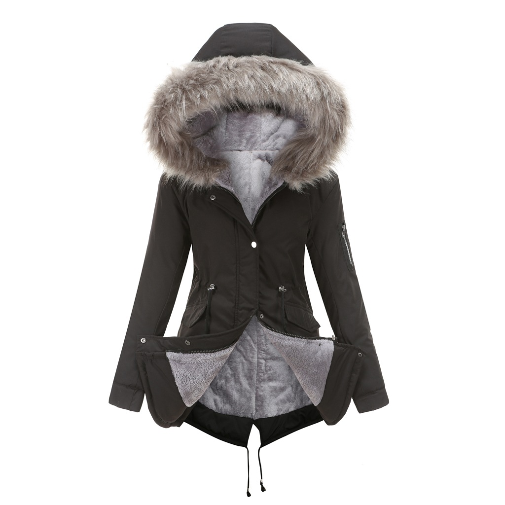 Manteau parka ouatiné mi-long capuche