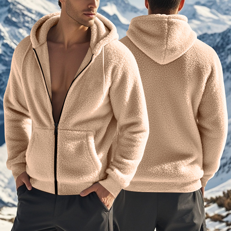 Veste polaire double face épaisse homme avec fermeture éclair