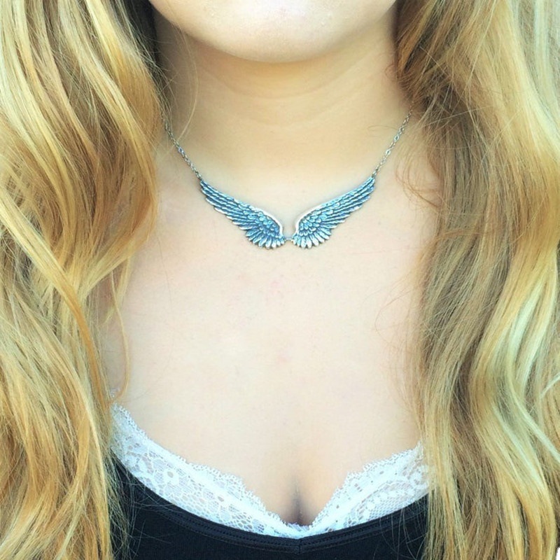 Collier chaîne ailes ange vintage