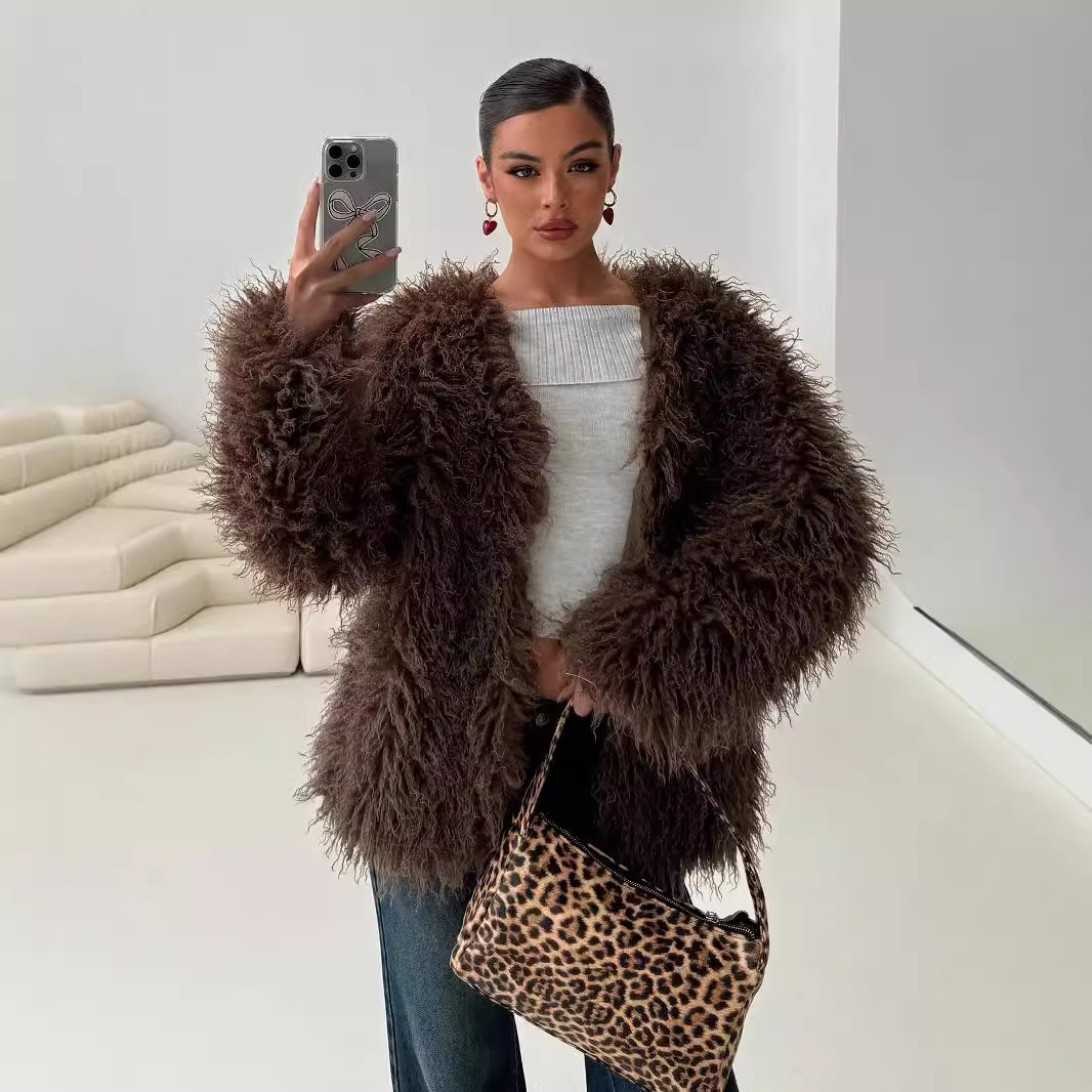 Manteau Veste Fausse Fourrure