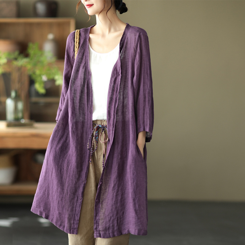 Chemise coton lin couleur unie femme grande taille