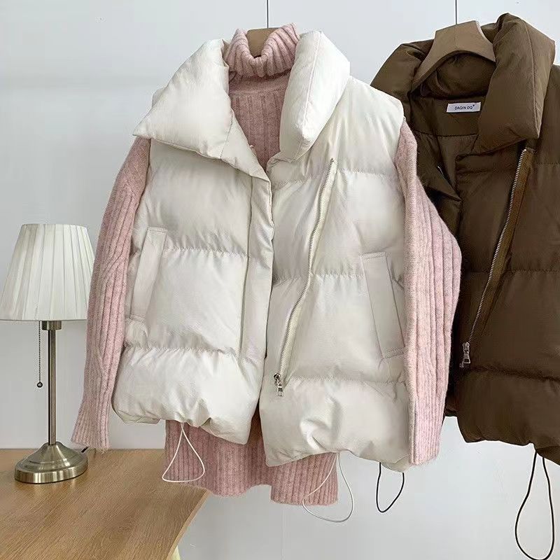 Gilet coton sans manches col montant femme