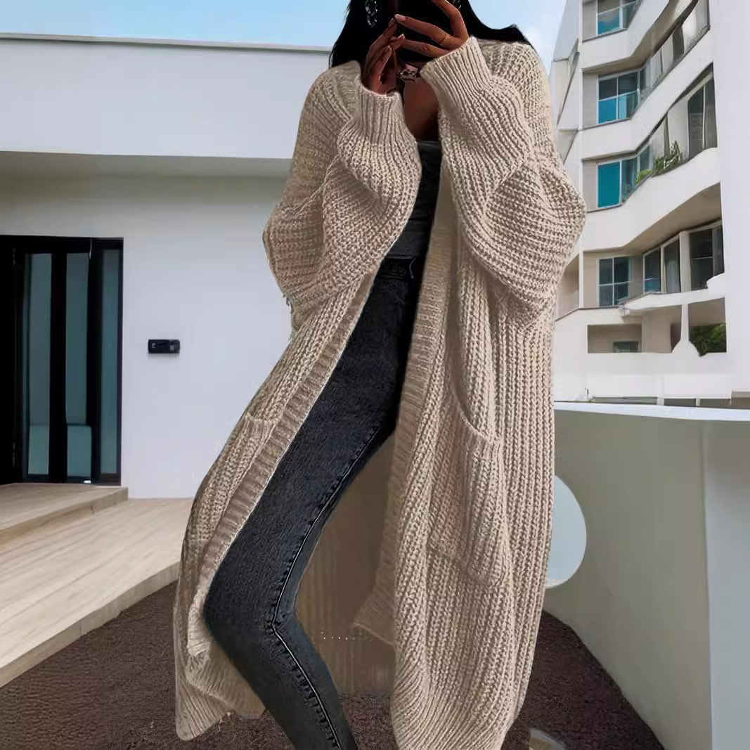 Cardigan tricot long automne-hiver base femmes