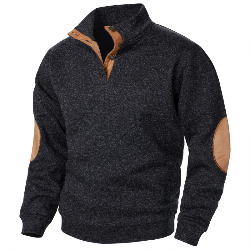 Cardigan homme col montant tricot casual jacquard coutures