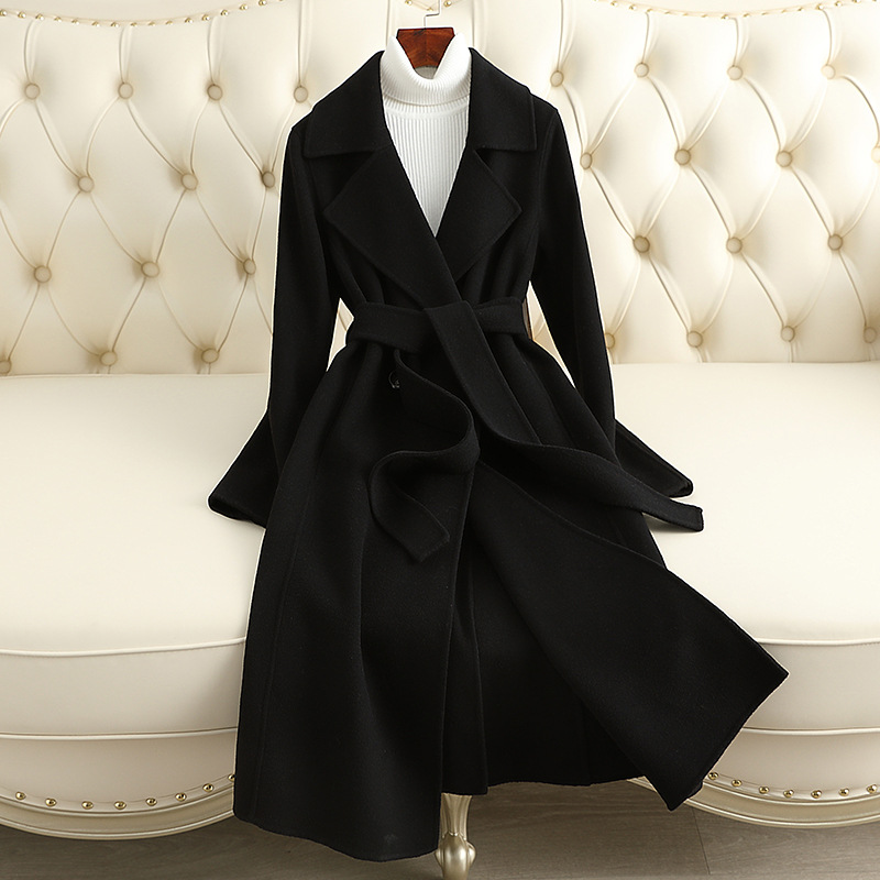 Manteau cachemire slim genou laine
