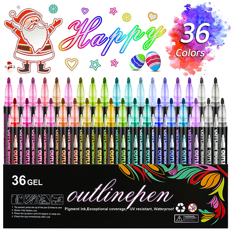 Marqueurs couleur double ligne 24 couleurs fluorescent