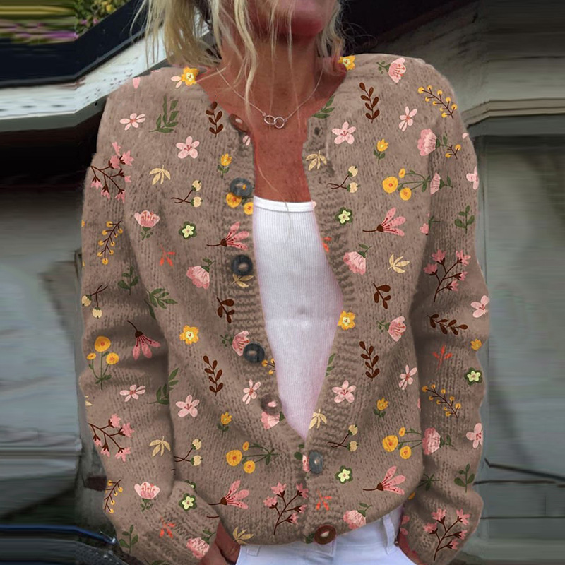 Cardigan tricot impression numérique 3D femme