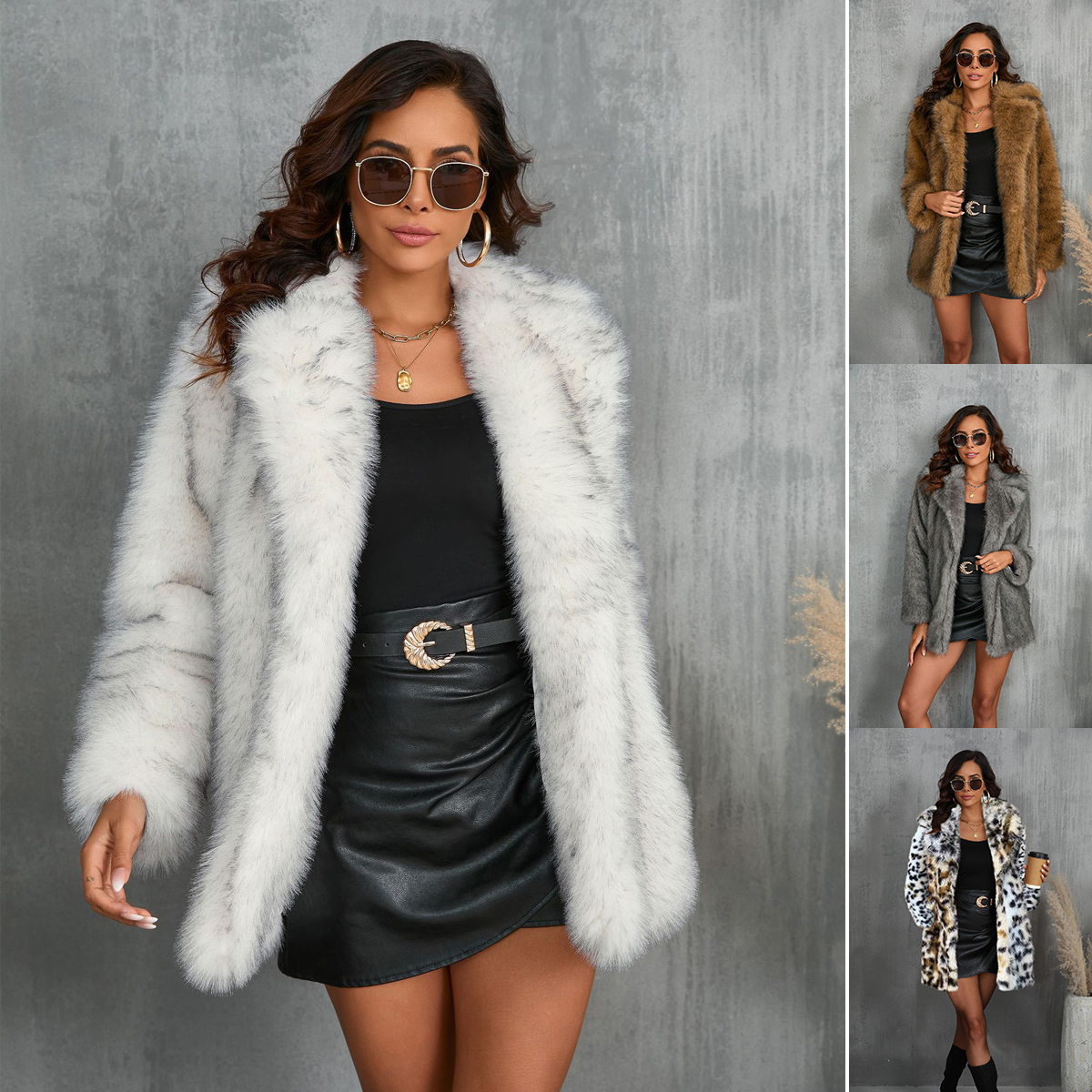 Manteau fourrure synthétique long femme