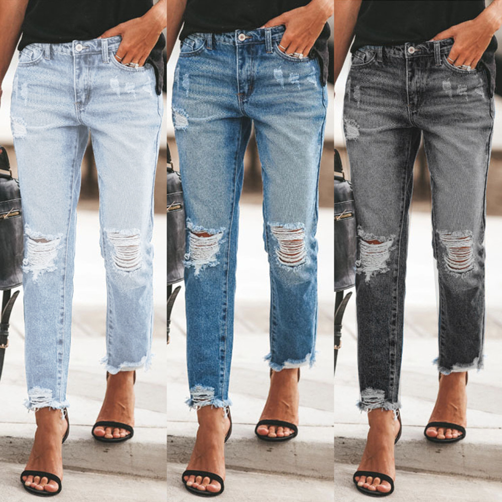 Jean vintage rétro déchiré femme