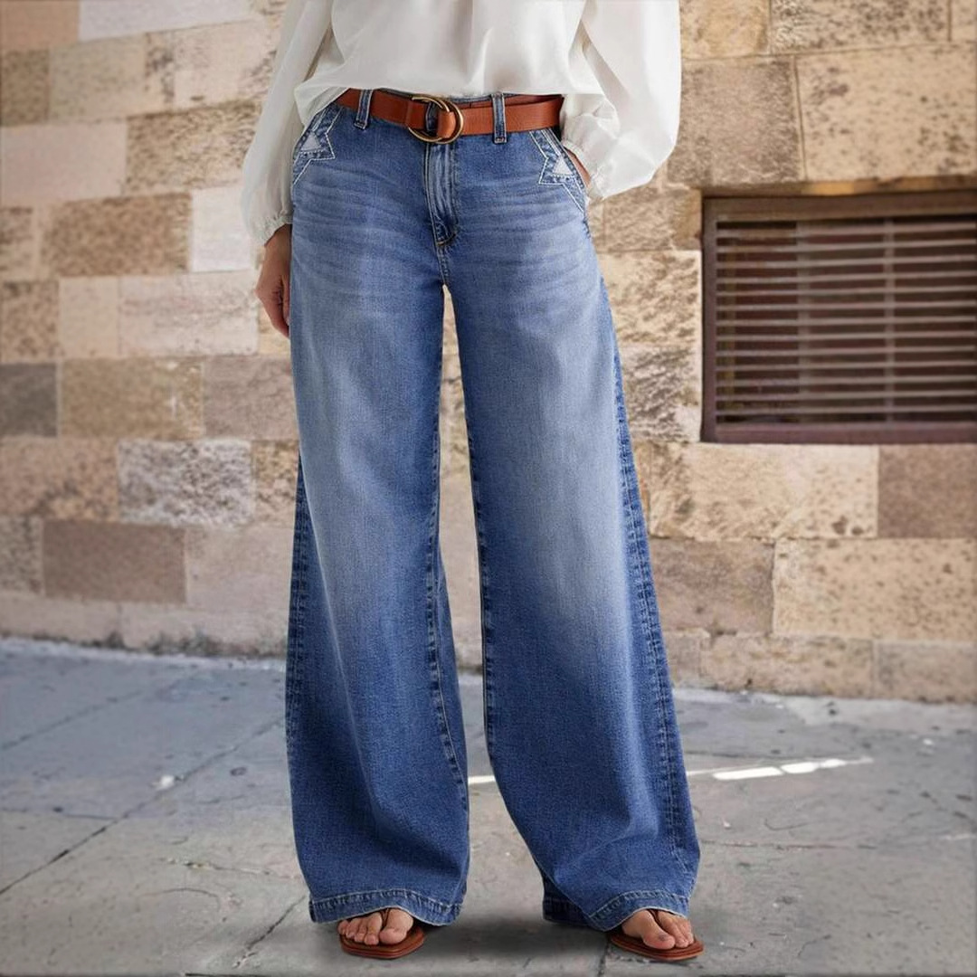 Pantalon décontracté élastique brodé