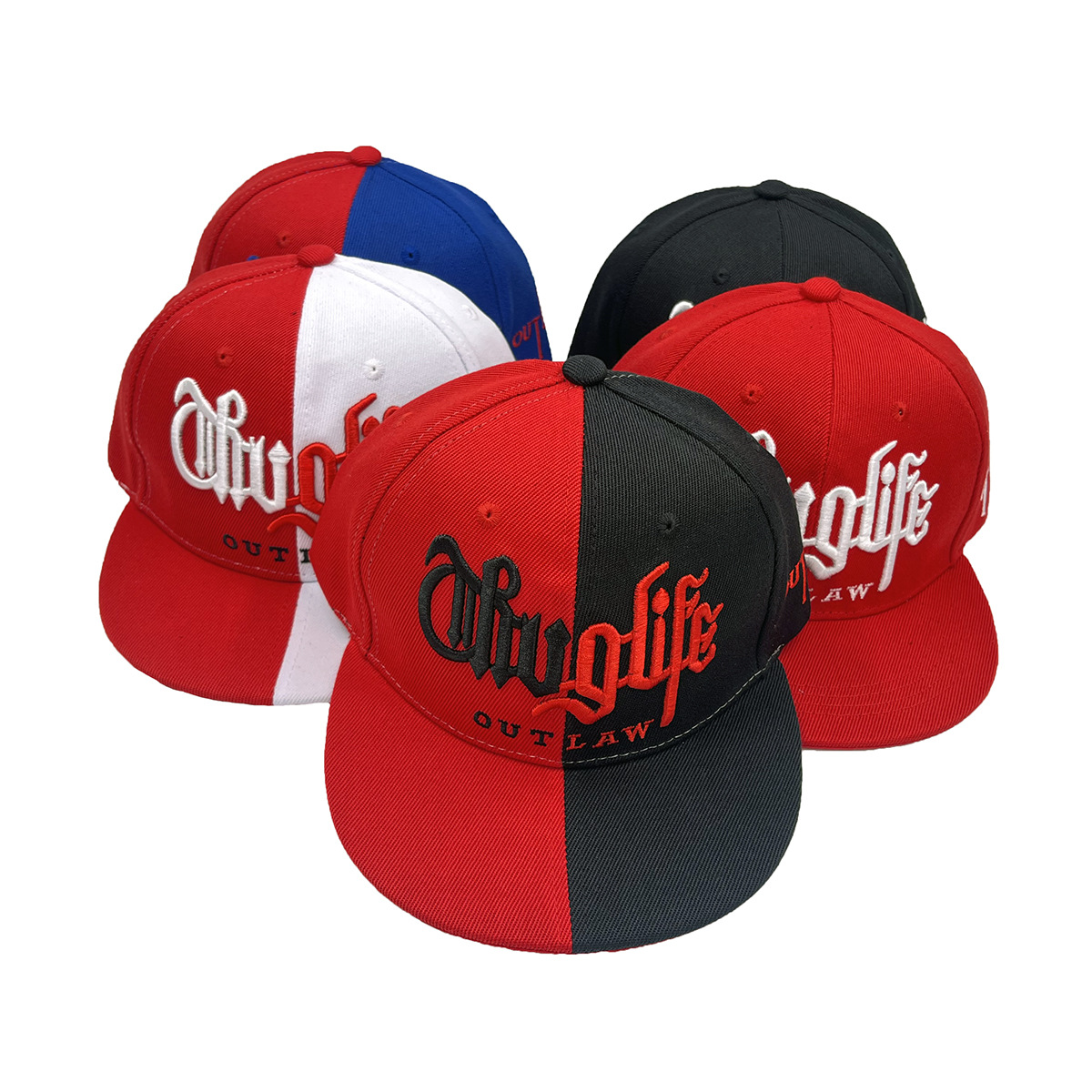 Casquette hip hop rue brodée deux couleurs extérieur
