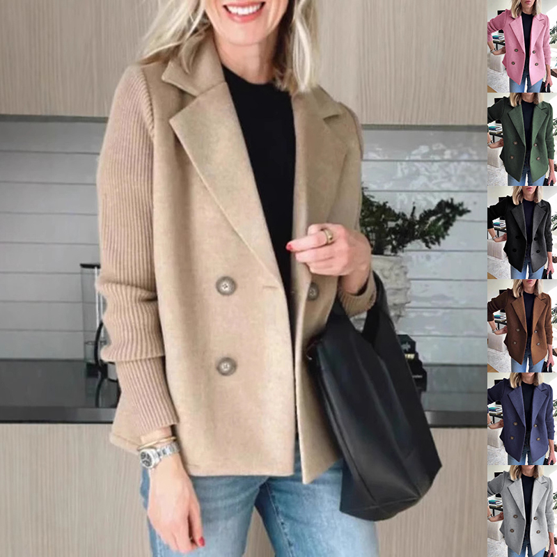 Veste tricotée double boutonnage design patchwork