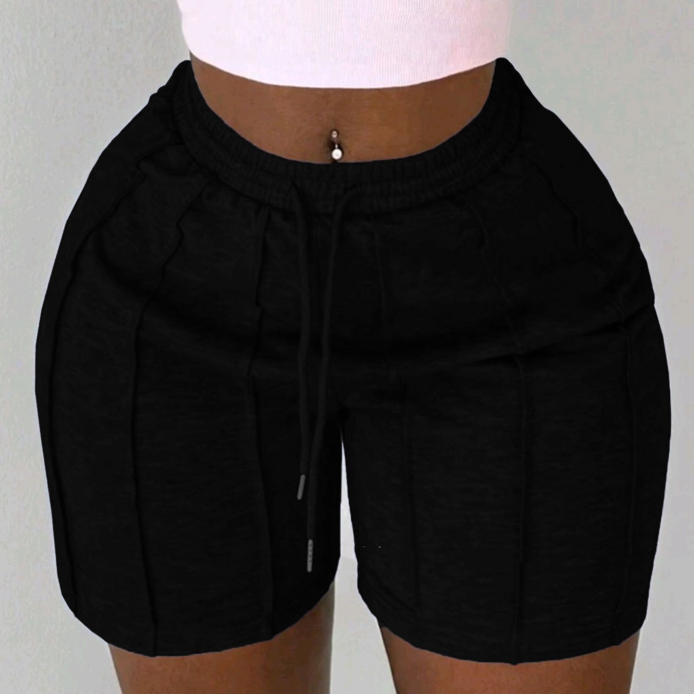Short Femme Taille Elastique Cordon Couleur Unie