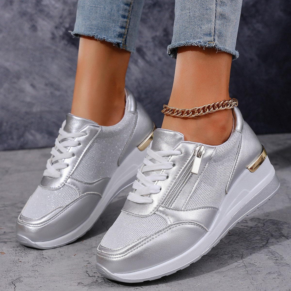 Espadrille casual femme lacet fermeture latérale épais