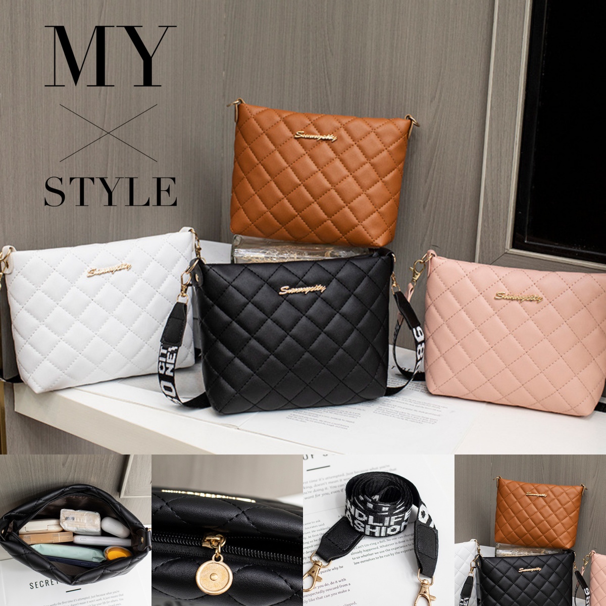 Petit sac messager femme chaîne brodé