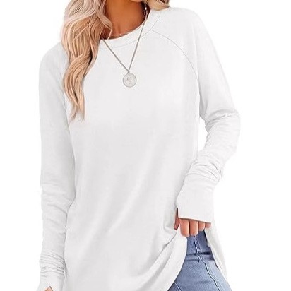 Chemise manches longues unie ample mid-length