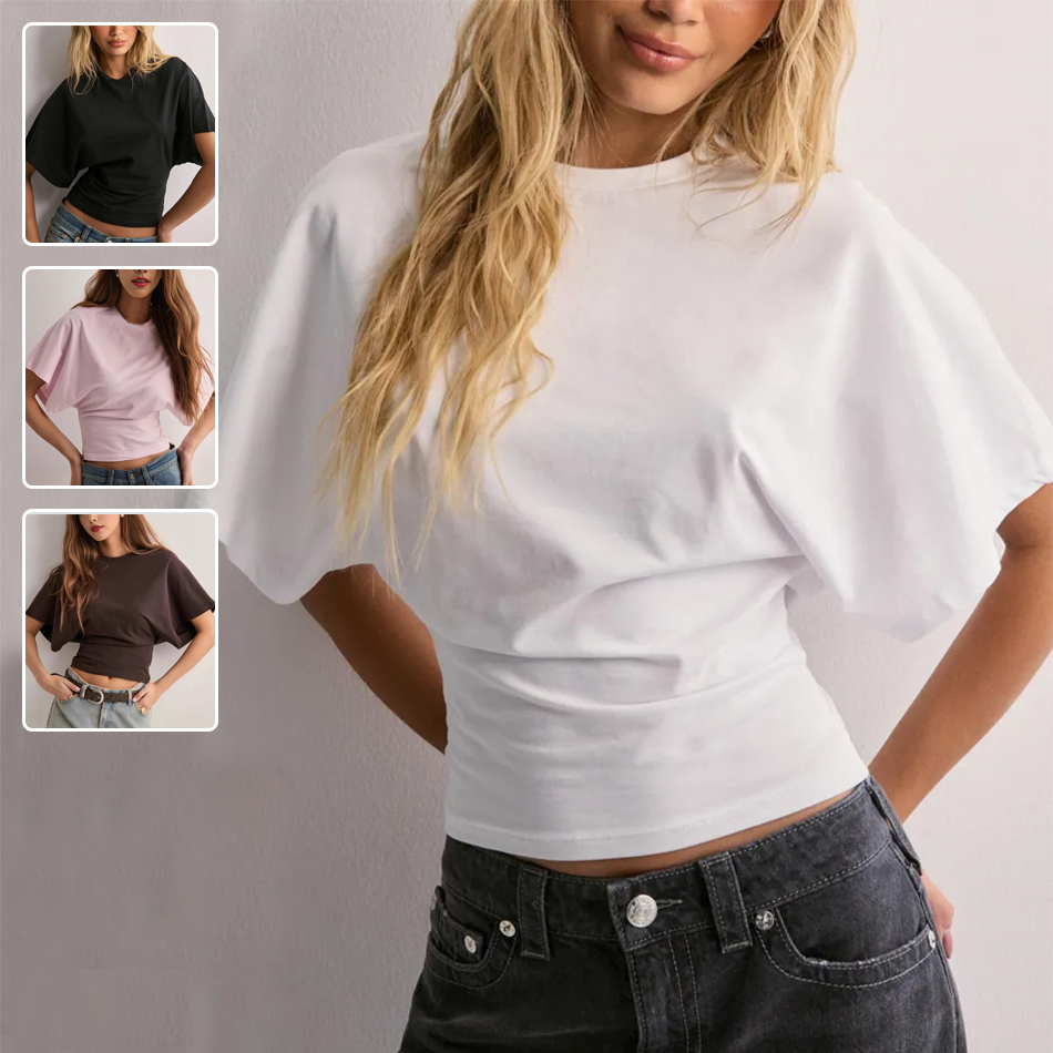 T-shirt chauve-souris manches été mode col rond femme