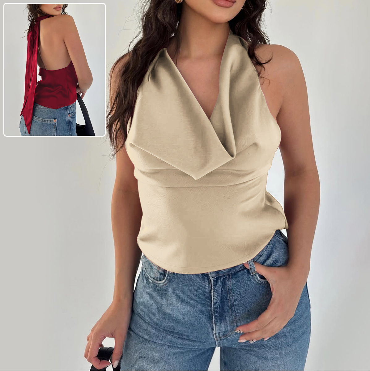 Débardeur femme licou dos nu slim