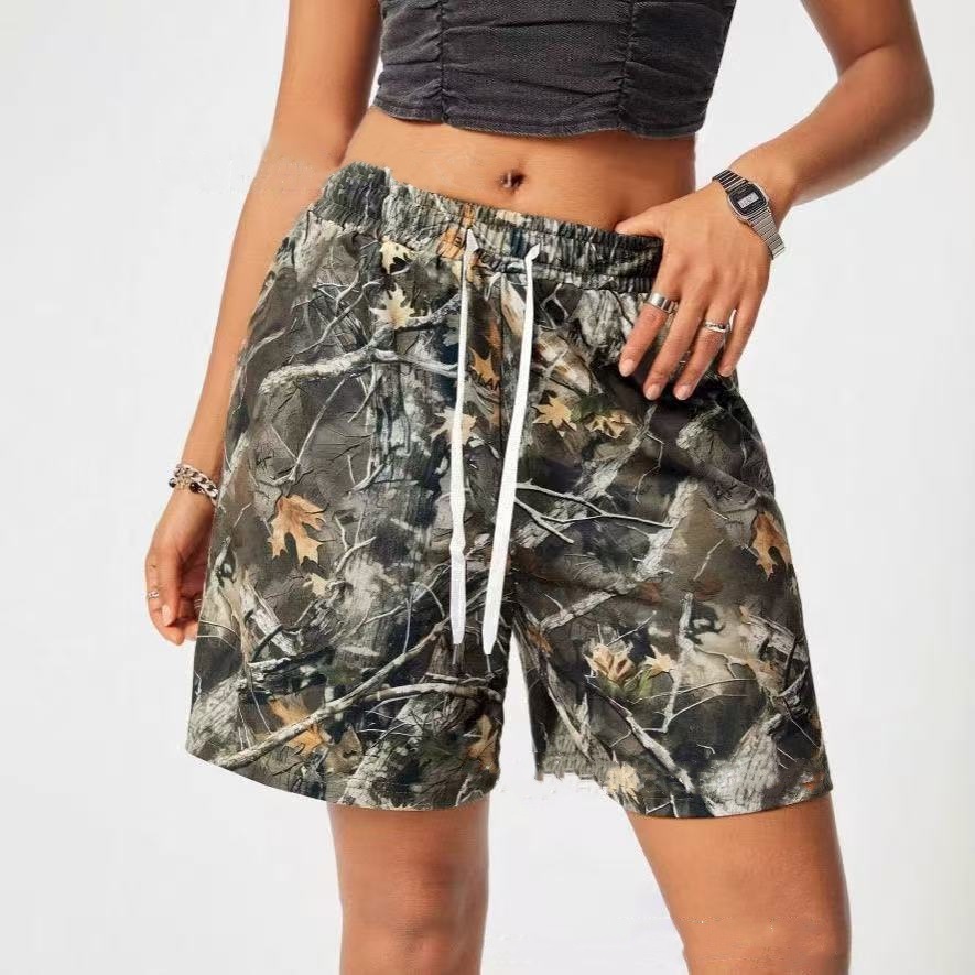 Short camouflage cordon casual loose femme